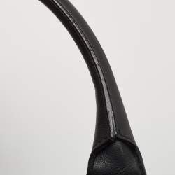 Pre Owned Burberry Black Leather and House Check Fabric Medium Banner Tote