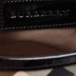 Pre Owned Burberry Black/Beige Super Nova Check PVC and Patent Leather Nickie Tote