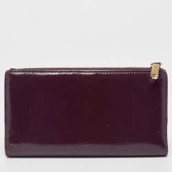 Burberry Purple Patent Leather Zip Bifold Wallet