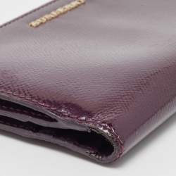 Burberry Purple Patent Leather Zip Bifold Wallet