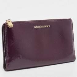 Burberry Purple Patent Leather Zip Bifold Wallet