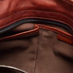 Pre Owned Burberry Brown/Beige House Check Canvas and Leather Front Pocket Buckle Hobo 