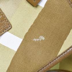 Pre Owned Burberry Green/Brown Check Canvas and Leather Canterbury Tote