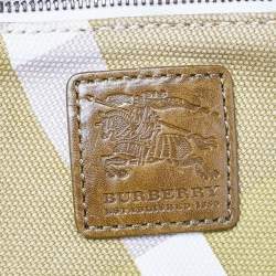 Pre Owned Burberry Green/Brown Check Canvas and Leather Canterbury Tote