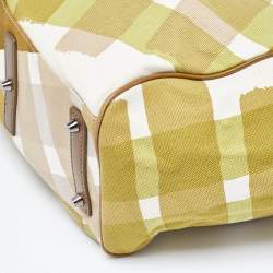 Pre Owned Burberry Green/Brown Check Canvas and Leather Canterbury Tote