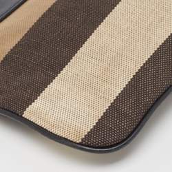 Pre Owned Burberry Black/Beige House Check Canvas and Leather Peyton Crossbody Bag