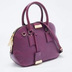 Pre Owned Burberry Purple Leather Orchard Bowler Bag