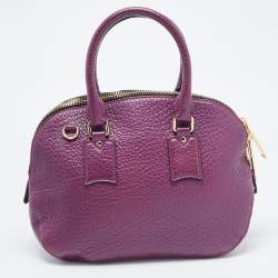 Pre Owned Burberry Purple Leather Orchard Bowler Bag
