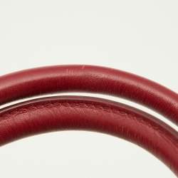 Pre Owned Burberry Red./Beige Haymarket Check Canvas and Leather Medium Golderton Tote