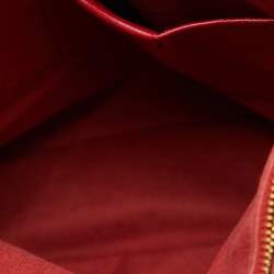 Pre Owned Burberry Red./Beige Haymarket Check Canvas and Leather Medium Golderton Tote