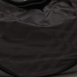 Pre Owned Burberry Black Beat Check Nylon and Leather Maskell Hobo