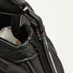 Pre Owned Burberry Black Beat Check Nylon and Leather Maskell Hobo