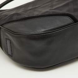 Pre Owned Burberry Black Beat Check Nylon and Leather Maskell Hobo