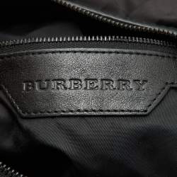 Pre Owned Burberry Black Beat Check Nylon and Leather Maskell Hobo