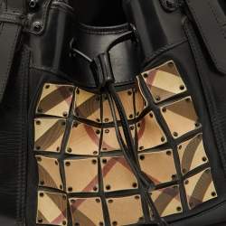 مملوكة مسبقًا Burberry Beige/Black Nova Check Coated Canvas and Patent Leather Warrior Tote
