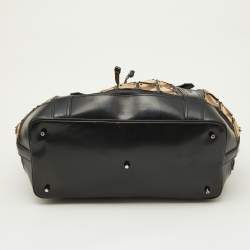 مملوكة مسبقًا Burberry Beige/Black Nova Check Coated Canvas and Patent Leather Warrior Tote