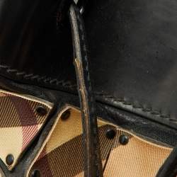مملوكة مسبقًا Burberry Beige/Black Nova Check Coated Canvas and Patent Leather Warrior Tote