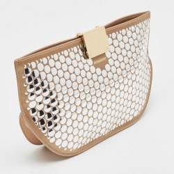 Burberry Beige Satin Studded Olympia Clutch
