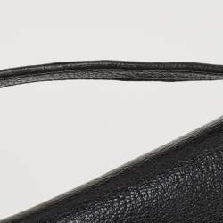 Pre Owned Burberry Black/Beige House Check Fabric and Leather D Ring Shoulder Bag