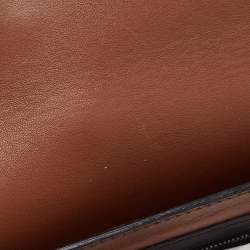 Pre Owned Burberry Black/Beige House Check Fabric and Leather D Ring Shoulder Bag