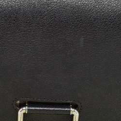 Pre Owned Burberry Black/Beige House Check Fabric and Leather D Ring Shoulder Bag