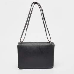 Pre Owned Burberry Black/Beige House Check Fabric and Leather D Ring Shoulder Bag