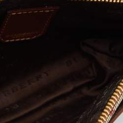 Pre Owned Burberry Beige/Brown Haymarket PVC and Leather Bag