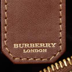 Pre Owned Burberry Beige/Brown Haymarket PVC and Leather Bag
