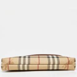Pre Owned Burberry Beige/Brown Haymarket PVC and Leather Bag