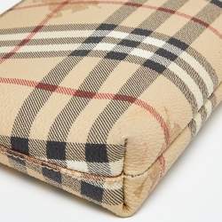 Pre Owned Burberry Beige/Brown Haymarket PVC and Leather Bag