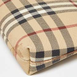 Pre Owned Burberry Beige/Brown Haymarket PVC and Leather Bag