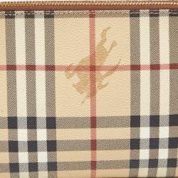 Pre Owned Burberry Beige/Brown Haymarket PVC and Leather Bag