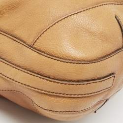 Pre Owned Burberry Tan Textured Leather Bartow Hobo