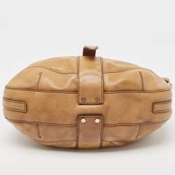 Pre Owned Burberry Tan Textured Leather Bartow Hobo