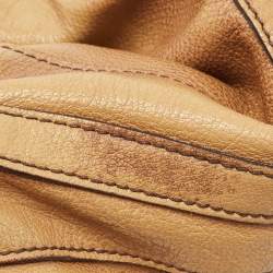 Pre Owned Burberry Tan Textured Leather Bartow Hobo