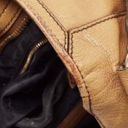 Pre Owned Burberry Tan Textured Leather Bartow Hobo