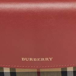 Pre Owned Burberry Beige/Rust Haymarket Check Canvas and Leather Flap Continental Wallet