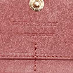 Pre Owned Burberry Beige/Rust Haymarket Check Canvas and Leather Flap Continental Wallet