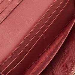 Pre Owned Burberry Beige/Rust Haymarket Check Canvas and Leather Flap Continental Wallet