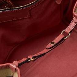 Pre Owned حقيبة يد بربري كانتربوري صغيرة جلد و كانفاس مربعات هايماركت بني و بيج 