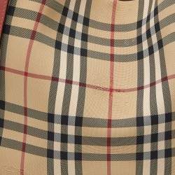 Pre Owned حقيبة يد بربري كانتربوري صغيرة جلد و كانفاس مربعات هايماركت بني و بيج 