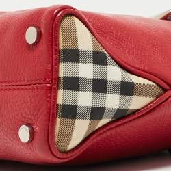 مملوكة مسبقًا Burberry Red Leather Shark Tooth Tote