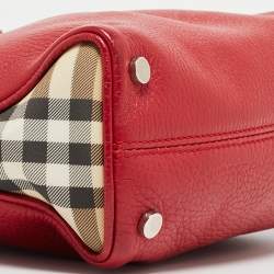 مملوكة مسبقًا Burberry Red Leather Shark Tooth Tote
