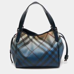 Pre Owned Burberry Navy Blue/Beige Ombre PVC and Patent Leather Biltmore Tote