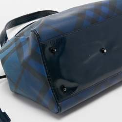 Pre Owned Burberry Navy Blue/Beige Ombre PVC and Patent Leather Biltmore Tote