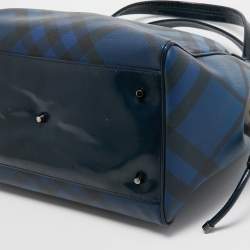 Pre Owned Burberry Navy Blue/Beige Ombre PVC and Patent Leather Biltmore Tote