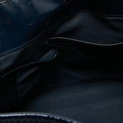 Pre Owned Burberry Navy Blue/Beige Ombre PVC and Patent Leather Biltmore Tote