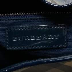 Pre Owned Burberry Navy Blue/Beige Ombre PVC and Patent Leather Biltmore Tote