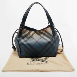 Pre Owned Burberry Navy Blue/Beige Ombre PVC and Patent Leather Biltmore Tote