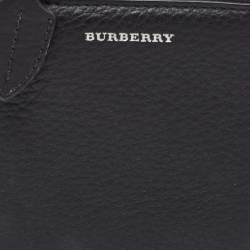 Pre Owned Burberry Black Leather Zip Around Compact Wallet